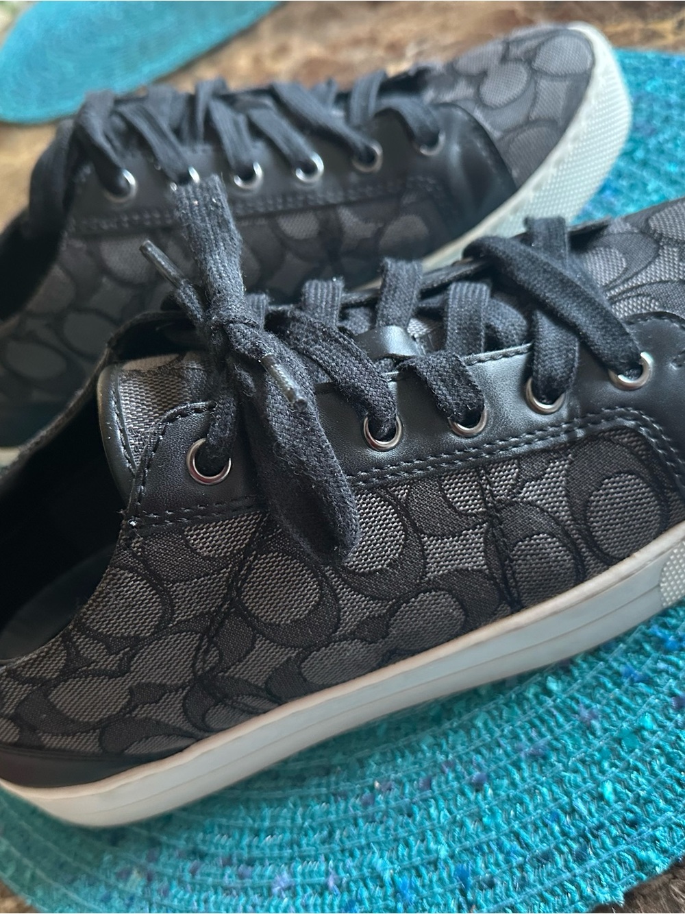 Coach Black Signature Logo Lace-Up Sneaker